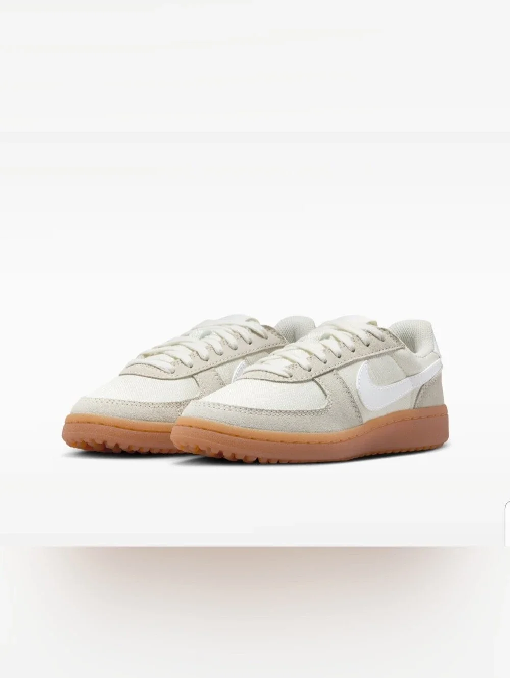 NEW! Nike Field General 82 Cream and Gum Low-Top Sneakers White Swoosh Sz 3.5